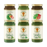 6er-Sparpaket Kräuter-Pesto nach Wahl 6er-Sparpaket Kräuter-Pesto nach Wahl