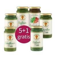 5+1 GRATIS: Kräuter-Pestos nach Wahl 5+1 GRATIS: Kräuter-Pestos nach Wahl